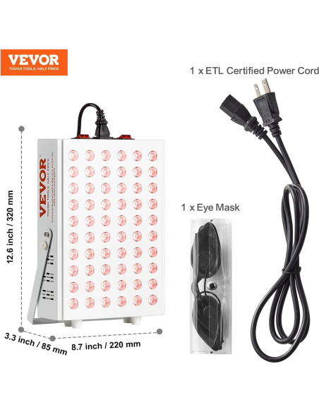 Panel de Terapia de Luz Roja VEVOR 80W 60 LEDs Doble Chip Panel de Terapia de Luz Roja VEVOR 80W 60 LEDs Doble Chip