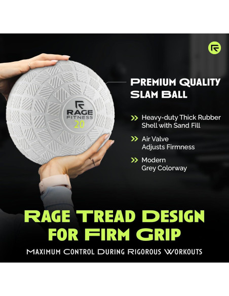 Bola de Slam Rage Fitness 6,80 kg - Agarre Firme Gris Bola de Slam Rage Fitness 6,80 kg - Agarre Firme Gris