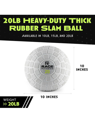 Bola de Slam Rage Fitness 6,80 kg - Agarre Firme Gris