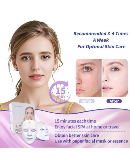 Máscara Facial LED BANEALLEY 7 Colores Cuidado Piel Inalámbrica Máscara Facial LED BANEALLEY 7 Colores Cuidado Piel Inalámbrica