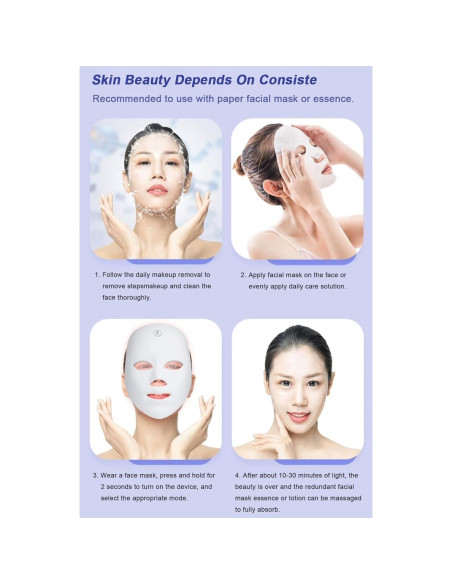 Máscara Facial LED BANEALLEY 7 Colores Cuidado Piel Inalámbrica Máscara Facial LED BANEALLEY 7 Colores Cuidado Piel Inalámbrica