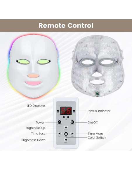 Máscara Facial de Luz LED 7 Colores - Cuidado de Piel Máscara Facial de Luz LED 7 Colores - Cuidado de Piel