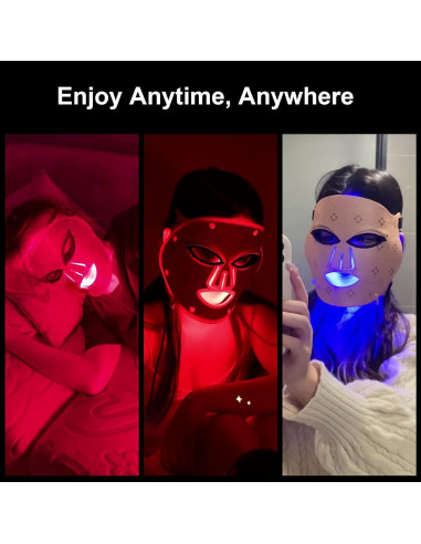 Máscara Facial LED Qmele Terapia de Luz Roja 112 LEDs 3 Modos