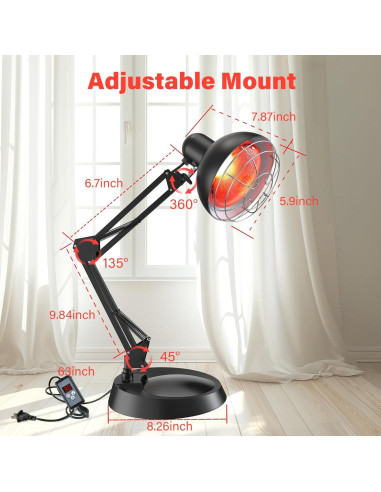 Lámpara de Calor Infrarroja Hoakya 150W con Soporte Ajustable