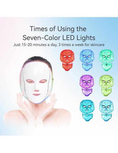 Máscara Facial LED Deloo 7 Colores Terapia Luz Ajustable