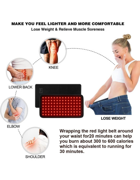 Cinturón Terapia Luz Roja USUIE 660nm Alivio Dolor Muscular Cinturón Terapia Luz Roja USUIE 660nm Alivio Dolor Muscular