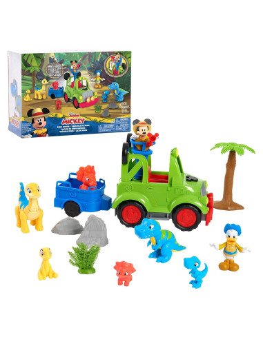 Juego de Figuras y Vehículo Mickey Mouse Dino Safari 16 Pzs
