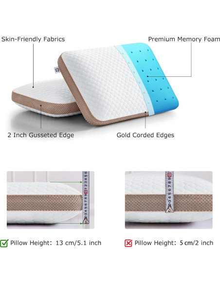Juego de 2 almohadas viscoelásticas Sofslee estándar 59.9x39.9cm Juego de 2 almohadas viscoelásticas Sofslee estándar 59.9x39.9cm