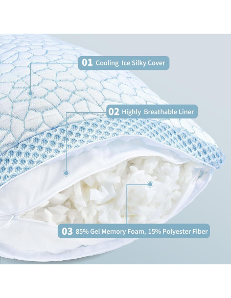 Almohada Enfriamiento QUTOOL Doble Cara Queen Set 2 Almohada Enfriamiento QUTOOL Doble Cara Queen Set 2