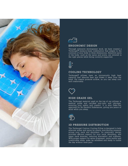 Almohada Contour Technogel - Ergonómica Hipoalergénica 11.43 cm Almohada Contour Technogel - Ergonómica Hipoalergénica 11.43 cm