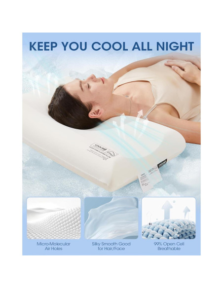 Juego de 2 almohadas viscoelásticas Cooloo8 tamaño queen Juego de 2 almohadas viscoelásticas Cooloo8 tamaño queen