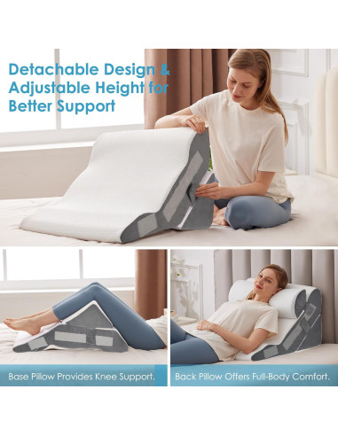Almohada Cuña Ajustable MEGCXIT 3PCS para Reflujo y Dolor