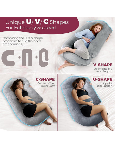 Almohada de Embarazo PILLANI 57" Ergonométrica Gris Almohada de Embarazo PILLANI 57" Ergonométrica Gris