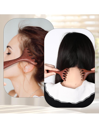Peine de Masaje de Sándalo Hariendny - 2 Pcs, Dientes Anchos