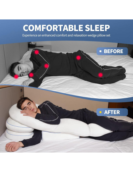 Juego de 4 almohadas Swaycy para dormir de lado - Alivio hombros Juego de 4 almohadas Swaycy para dormir de lado - Alivio hombros