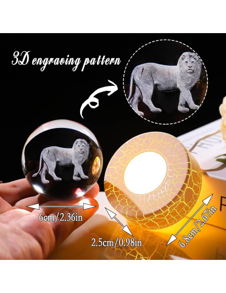 Esfera de Cristal 3D León Arikyrist 6cm con Luz Esfera de Cristal 3D León Arikyrist 6cm con Luz