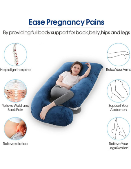 Almohada de Maternidad Cauzyart 144 cm Terciopelo Gris/Azul Almohada de Maternidad Cauzyart 144 cm Terciopelo Gris/Azul