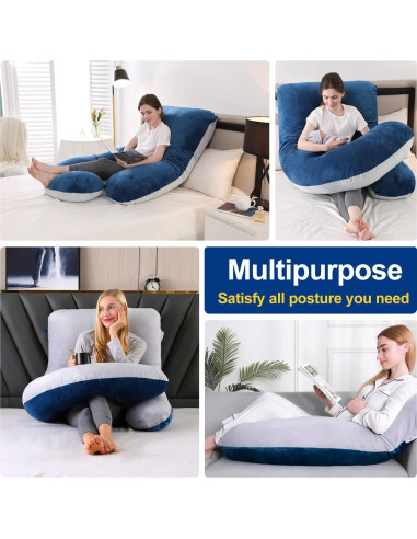 Almohada de Maternidad Cauzyart 144 cm Terciopelo Gris/Azul