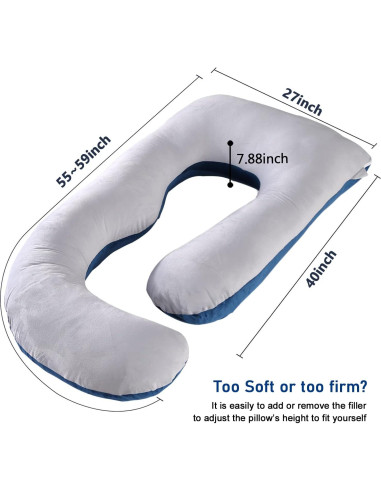 Almohada de Maternidad Cauzyart 144 cm Terciopelo Gris/Azul