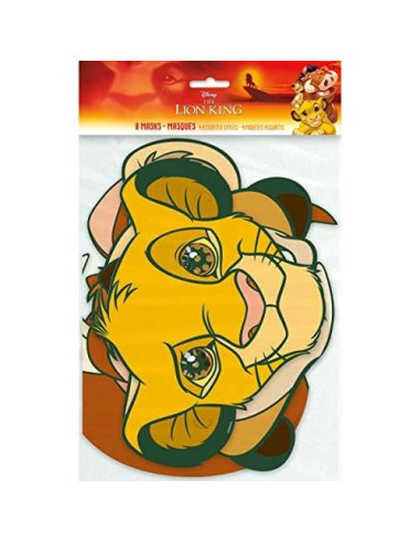 Suministros Fiesta Cumpleaños Rey León Único - 16 Máscaras + Stickers