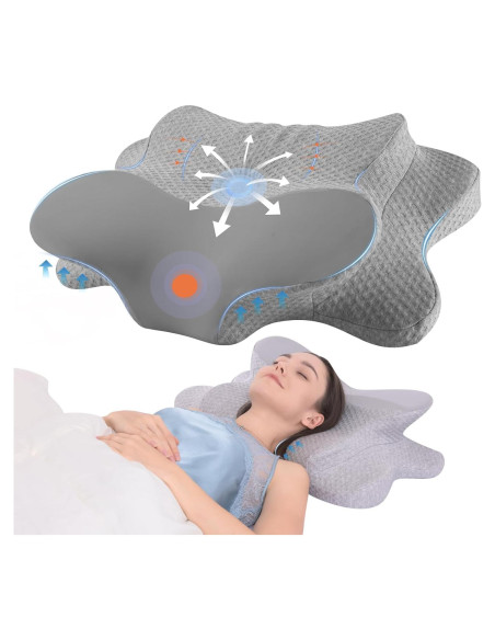 Almohada Cervical FUNCCUBE Espuma Viscoelástica Gris 35.5x15.2cm Almohada Cervical FUNCCUBE Espuma Viscoelástica Gris 35.5x15.2cm