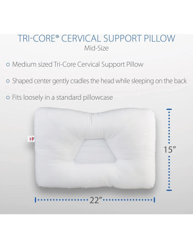 Almohada Cervical Core Products Tri-Core Suave Mediana 58x38cm
