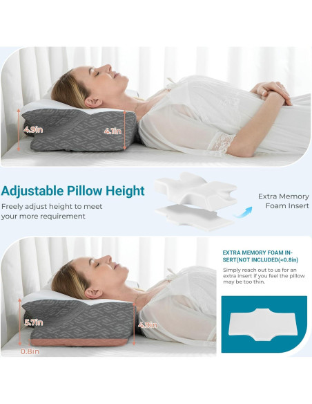 Almohada Cervical Elviros Queen Espuma con Memoria Gris Almohada Cervical Elviros Queen Espuma con Memoria Gris