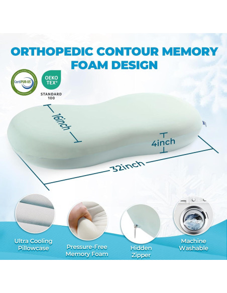 Almohada Cervical FcyLd Espuma Viscoelástica Refrigerante 81x40cm Almohada Cervical FcyLd Espuma Viscoelástica Refrigerante 81x40cm