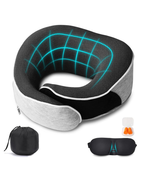 Almohada de viaje MILADO espuma viscoelástica gris claro Almohada de viaje MILADO espuma viscoelástica gris claro