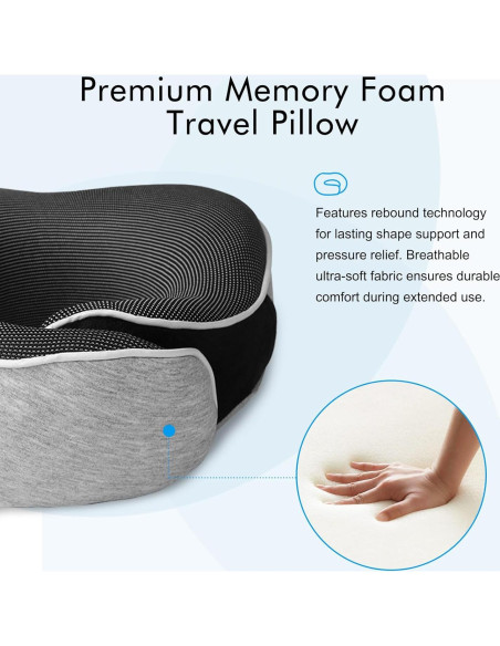 Almohada de viaje MILADO espuma viscoelástica gris claro Almohada de viaje MILADO espuma viscoelástica gris claro