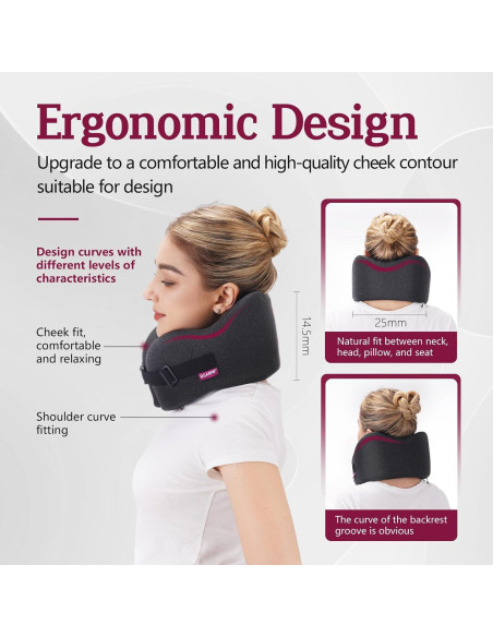 Almohada de Viaje BSAMW - Espuma de Memoria Ajustable Negra Almohada de Viaje BSAMW - Espuma de Memoria Ajustable Negra