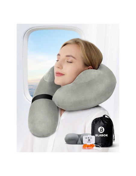 Almohada de Cuello Inflable BLABOK para Viajar Gris Almohada de Cuello Inflable BLABOK para Viajar Gris