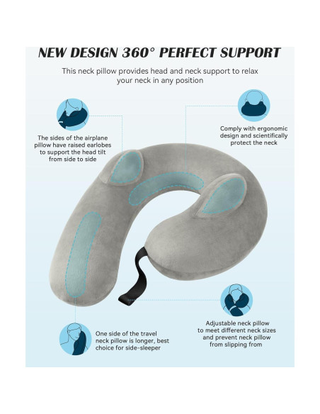 Almohada de Cuello Inflable BLABOK para Viajar Gris Almohada de Cuello Inflable BLABOK para Viajar Gris