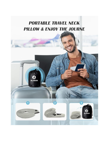 Almohada de Cuello Inflable BLABOK para Viajar Gris Almohada de Cuello Inflable BLABOK para Viajar Gris