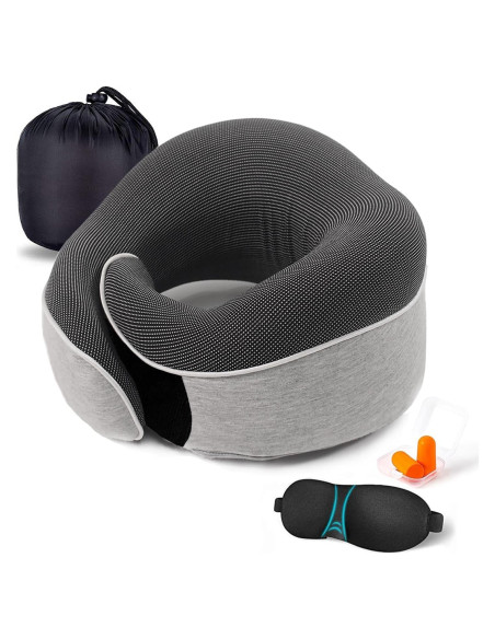 Almohada de Cuello de Viaje UBEUONLY Ajustable Espuma Memoria Almohada de Cuello de Viaje UBEUONLY Ajustable Espuma Memoria