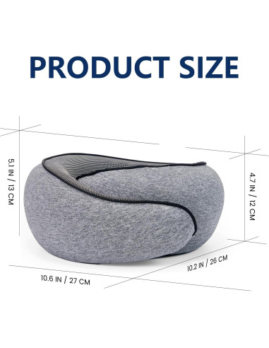 Almohada de Viaje MIAGLACE Espuma de Memoria 25,4cm Gris