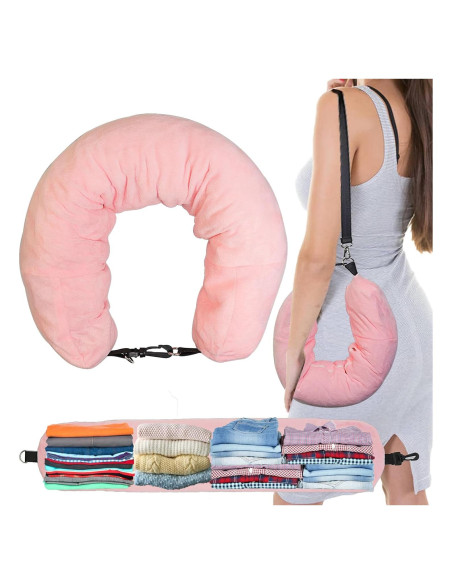 Almohada de Viaje Rellenable S-SNAIL-OO Rosa 40x17cm Almohada de Viaje Rellenable S-SNAIL-OO Rosa 40x17cm