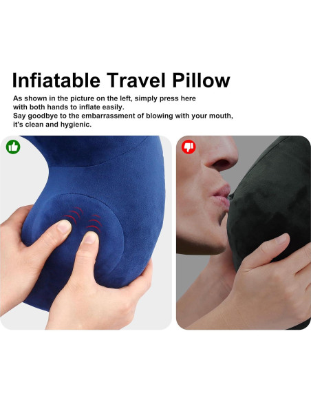 Cojín de Cuello Inflable Lovemsuo Azul Marino para Viajes Cojín de Cuello Inflable Lovemsuo Azul Marino para Viajes