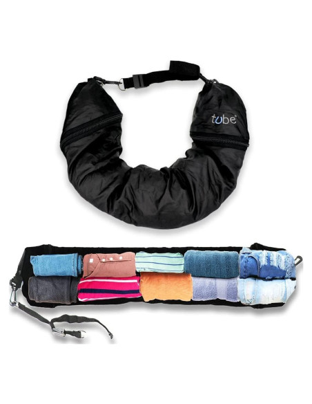 Almohada de Viaje TUBE Negra - Empaque Ropa Extra 3 Días Almohada de Viaje TUBE Negra - Empaque Ropa Extra 3 Días