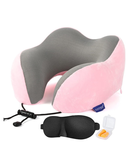 Almohada de Viaje GOTDYA Espuma de Memoria Rosa 27.94x23.37cm Almohada de Viaje GOTDYA Espuma de Memoria Rosa 27.94x23.37cm