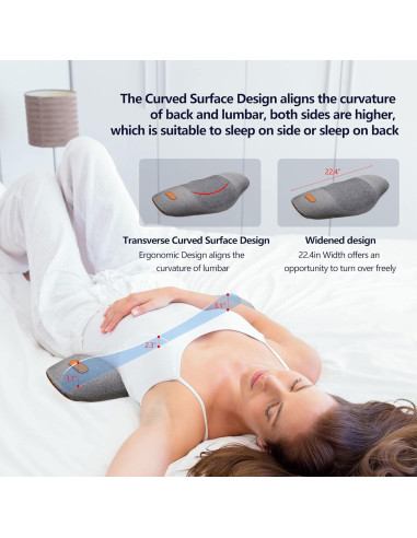 Almohada Lumbar Cozyhealth Espuma Viscoelástica Gris 0,45kg