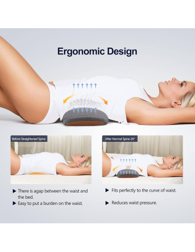Almohada Lumbar Cozyhealth Espuma Viscoelástica Gris 0,45kg