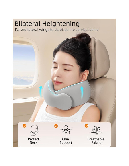 Almohada de Viaje BEBAS para Cuello Ajustable Espuma Viscoelástica Almohada de Viaje BEBAS para Cuello Ajustable Espuma Viscoelástica