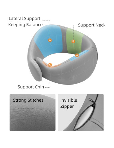 Almohada de Viaje BEBAS para Cuello Ajustable Espuma Viscoelástica
