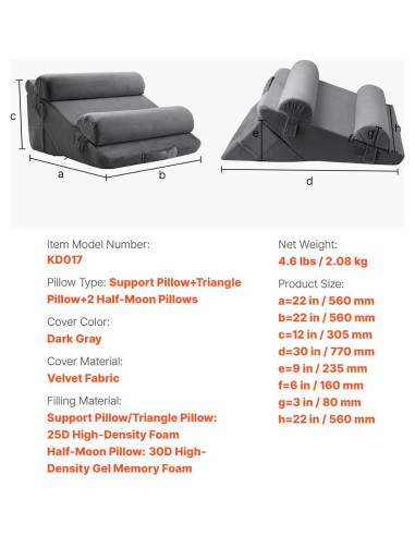 Conjunto de Almohadas Terapéuticas Happybuy - 4 Piezas Ajustables