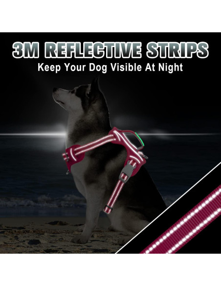 Arnés para Perros Sin Tirones BARKBAY Grande Rosa Reflectante Arnés para Perros Sin Tirones BARKBAY Grande Rosa Reflectante