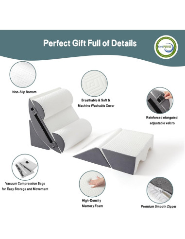 Juego de 6 almohadas ortopédicas Yojoker en cuña - Espuma viscoelástica