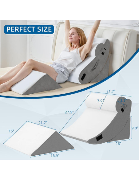 HABUTWAY Juego de 4 Almohadas Ortopédicas en Cuña Ajustables HABUTWAY Juego de 4 Almohadas Ortopédicas en Cuña Ajustables