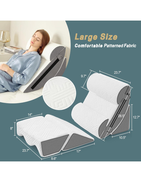 Juego de 6 almohadas ortopédicas Yojoker en cuña - Espuma viscoelástica Juego de 6 almohadas ortopédicas Yojoker en cuña - Espuma viscoelástica