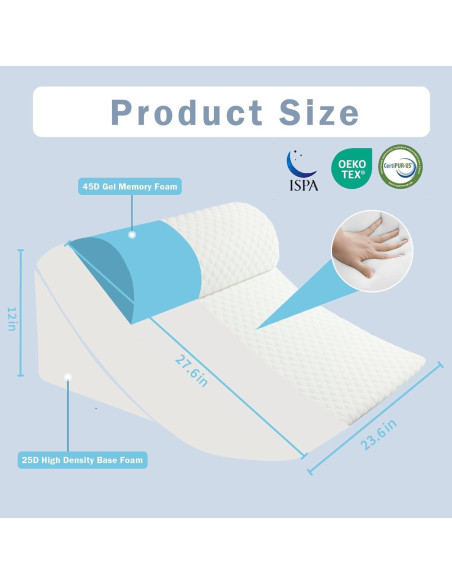 Cojín en cuña ajustable SlumbayTale 30 cm espuma viscoelástica Cojín en cuña ajustable SlumbayTale 30 cm espuma viscoelástica